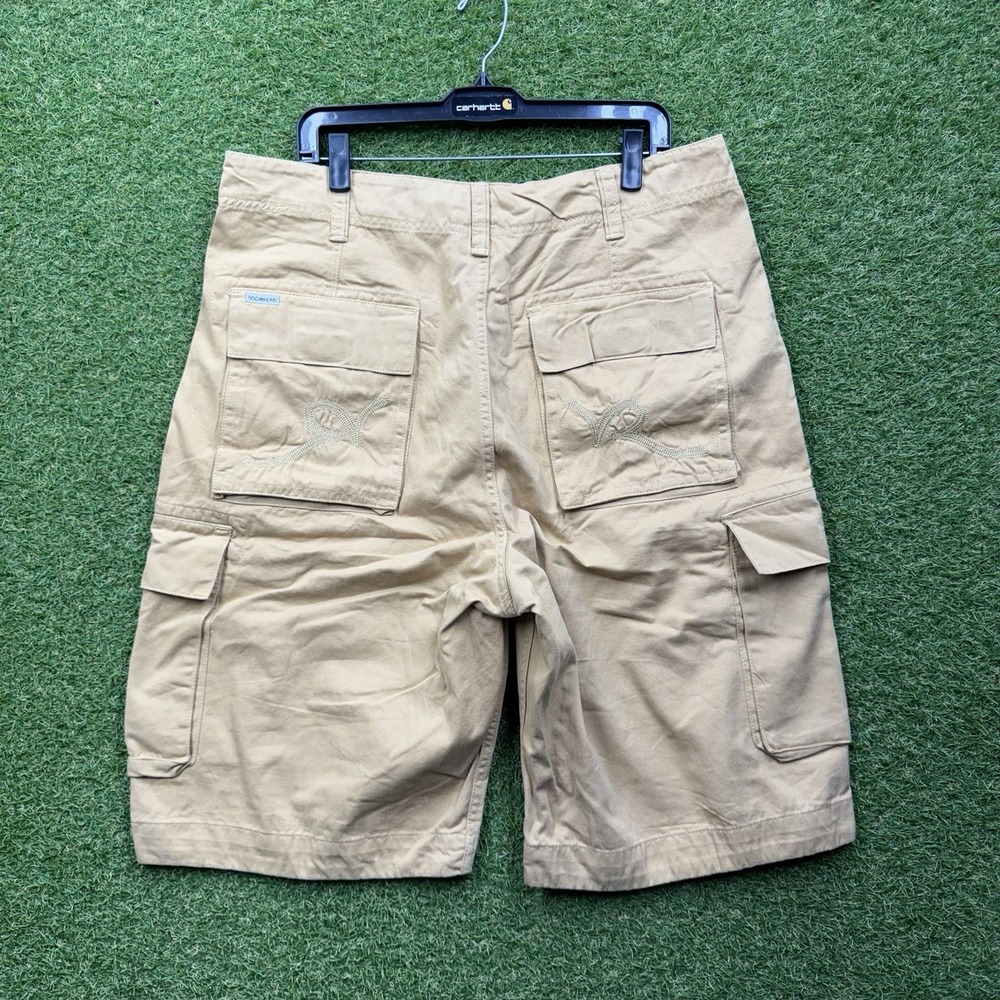 Vintage Rocawear Cargo Shorts Mens 34 Baggy Y2K 90s Skater Wide Leg Khaki